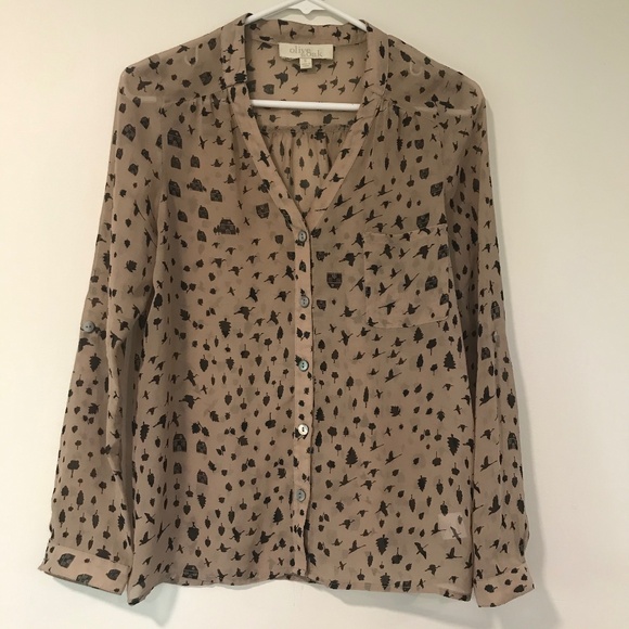 🍂5/20$!! Fall Polyester Olive & Oak Airy Button Down Shirt - Picture 1 of 11